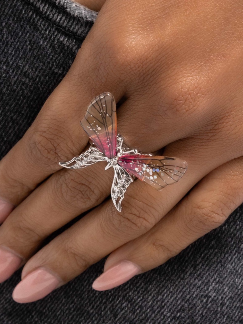 Paparazzi Pink Butterfly Statement Ring